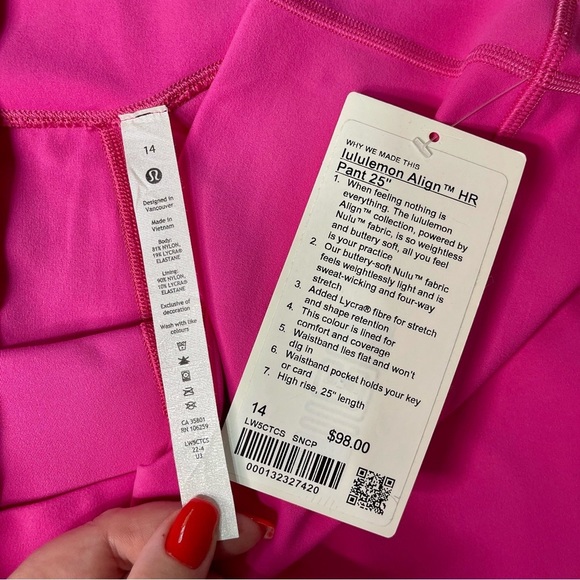Lululemon Align High Rise Pants Leggings Sonic Pink 14 NWT - Picture 8 of 10
